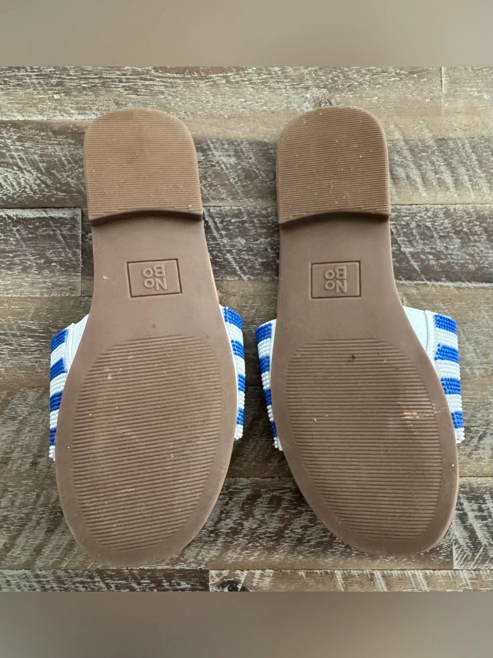 No Boundaries Kids' Blue, White & Red Lobster Beaded Slide Sandals